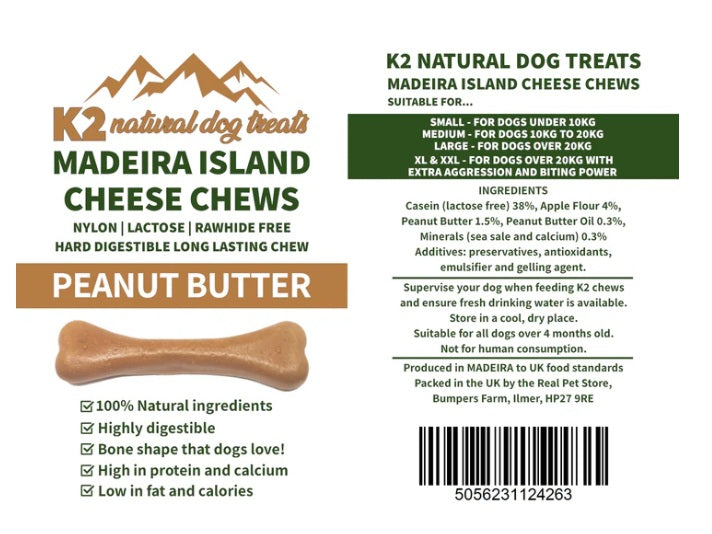 K2 Madeira Island Cheese Chews - Peanut Butter (M)